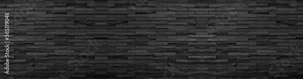 Fototapeta panoraam grey black  Slate Marble Split Face Mosaic  pattern and background brick wall floor top view surface