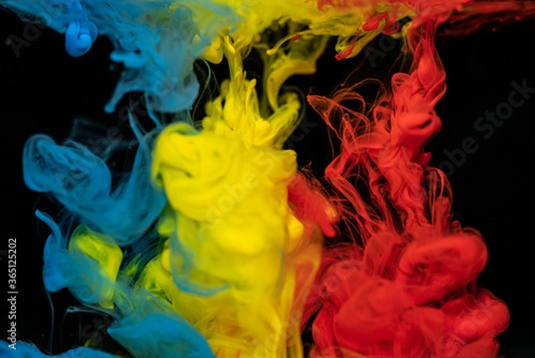 Obraz 水に溶けるインク　赤・青・黄