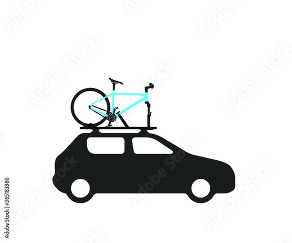 Obraz Mountain bike with bicycle roof rack