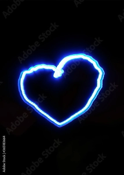 Obraz Light painting, heart symbol, combination of blue and white light against black background