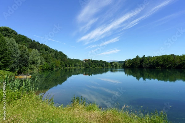Fototapeta Adda river near Trezzo along the cycleway