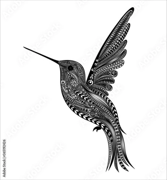 Fototapeta Vector Hummingbird from patterns. Original illustration in zentangle style