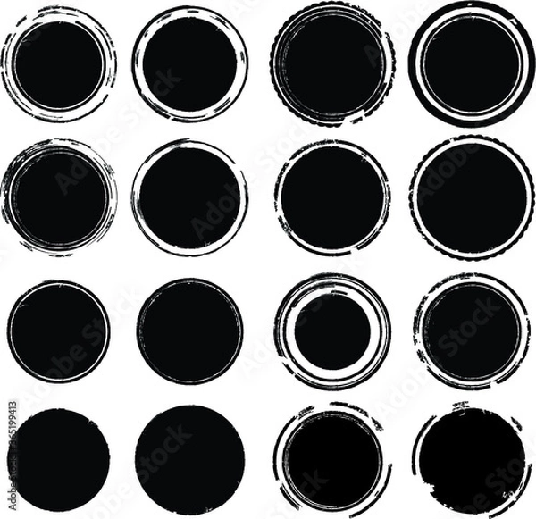 Fototapeta Grunge post Stamps Collection, Circles. Banners, Insignias , Logos, Icons, Labels and Badges Set . vector distress textures.blank shapes.