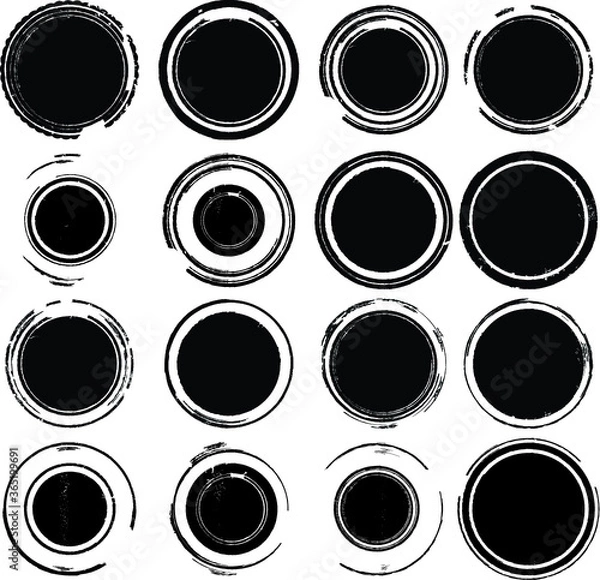 Fototapeta Grunge post Stamps Collection, Circles. Banners, Insignias , Logos, Icons, Labels and Badges Set . vector distress textures.blank shapes.