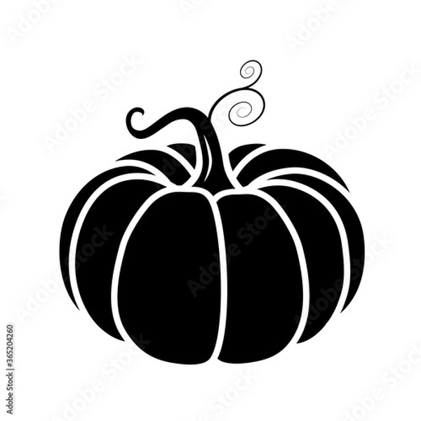 Fototapeta Vector black and white pumpkin icon in a flat style. The illustration is suitable for decorating a Halloween holiday, menu, food.