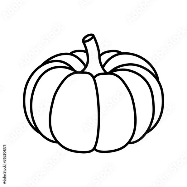 Fototapeta Vector black and white pumpkin icon in a flat style. The illustration is suitable for decorating a Halloween holiday, menu, food.