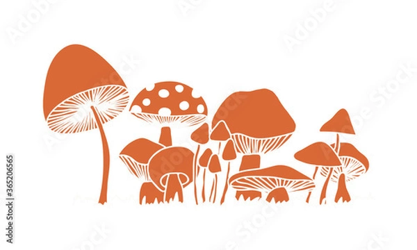 Fototapeta Mushroom hand drawn vector illustration. Craft paper cut.