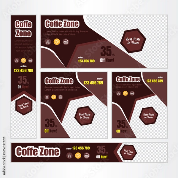 Fototapeta Food & Restuaruant Concept web Bannar set Design .	