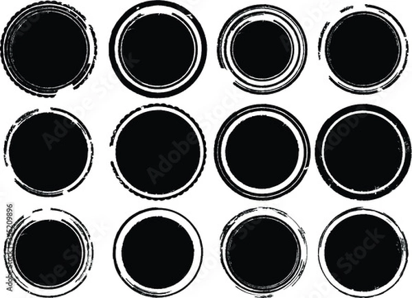 Fototapeta Grunge post Stamps Collection, Circles. Banners, Insignias , Logos, Icons, Labels and Badges Set . vector distress textures.blank shapes.