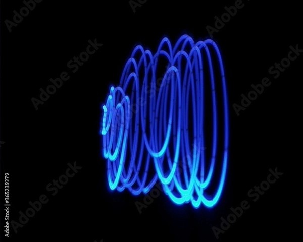 Obraz Light painting design. Combination of sky blue and white light against a black background 