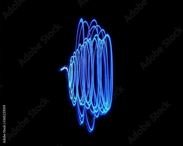Obraz Light painting design. Combination of sky blue and white light against a black background 