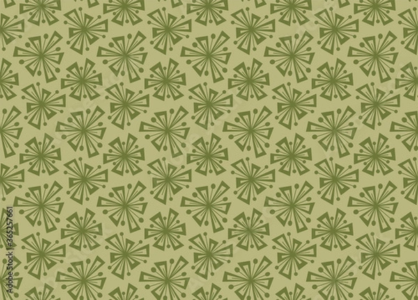 Fototapeta Geometric floral seamless vector pattern, Flowers and leaves botanical garden background texture.