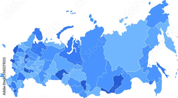 Fototapeta Map of Russia with isolated regions polygons