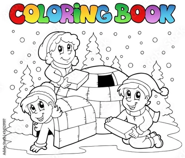 Obraz Coloring book winter scene 1