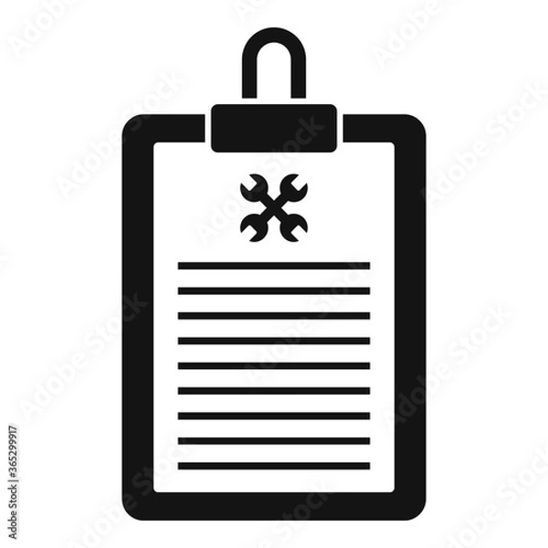 Fototapeta Vehicle repair clipboard icon. Simple illustration of vehicle repair clipboard vector icon for web design isolated on white background