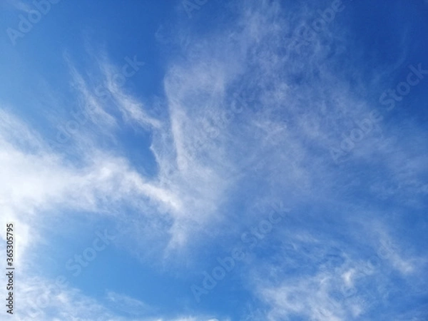 Obraz Cirrus clouds on blue sky background.