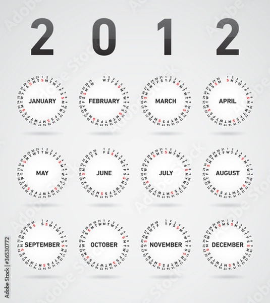 Obraz Simple 2012 vector calendar