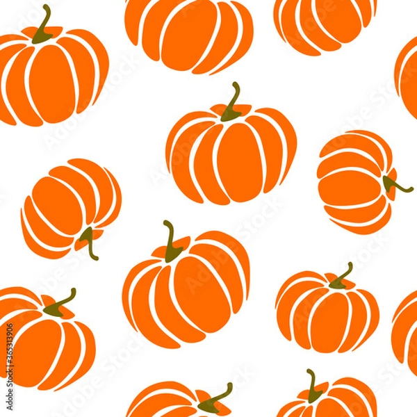 Fototapeta Pumkin seamless pattern vector illustration decoration texture wallpaper vegetable october halloween autumn design drawn harvest agriculture
