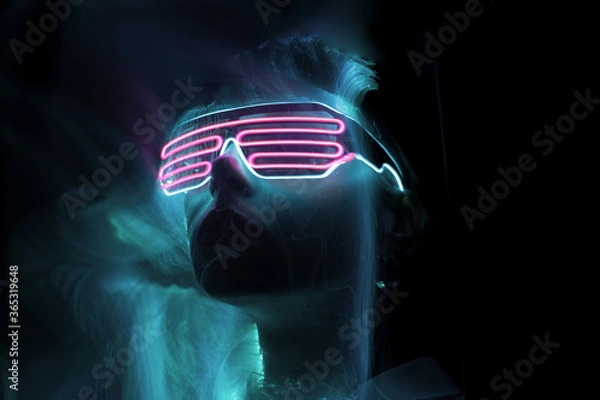Fototapeta light portrait, new art direction, long exposure photo without photoshop, light drawing at long exposure	
