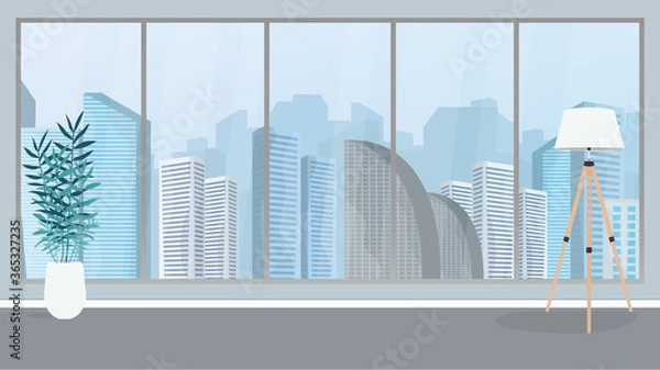 Obraz Empty office with a large panoramic window. Good for business design. Vector.