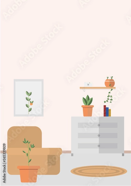 Obraz vector illustration of room with plants