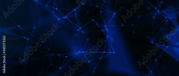 Fototapeta Abstract futuristic - technology with polygonal shapes on dark blue background. Design digital technology concept. 3d illustration.