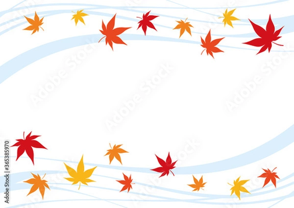 Fototapeta 秋の紅葉と流水　和風フレーム