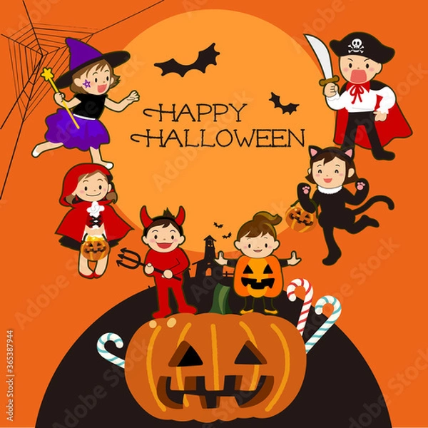 Obraz ハロウィーン　仮装した子どものセット