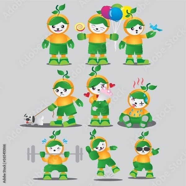 Fototapeta plant cartoon with different actions