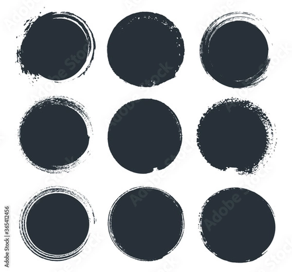 Fototapeta Set of vector black circle frames