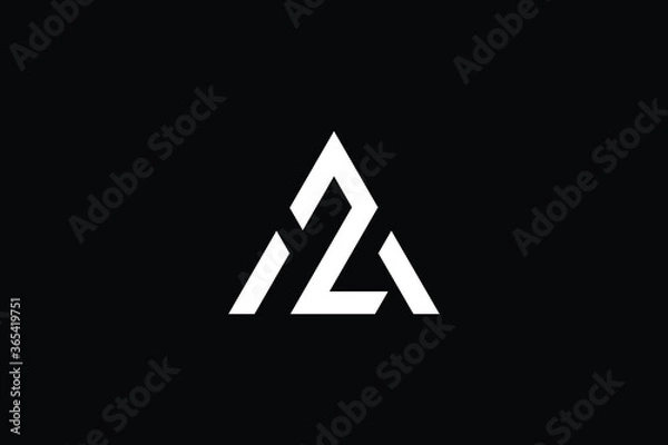 Obraz Minimal Innovative Initial AZ logo and ZA logo. Letter AZ ZA creative elegant Monogram. Premium Business logo icon. White color on black background