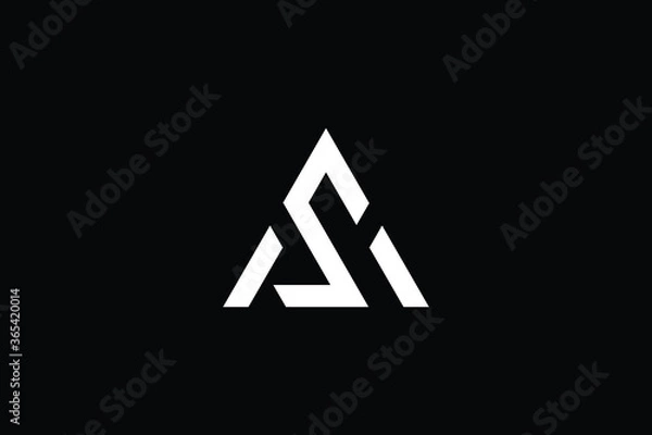 Fototapeta Minimal Innovative Initial AS logo and SA logo. Letter AS SA creative elegant Monogram. Premium Business logo icon. White color on black background