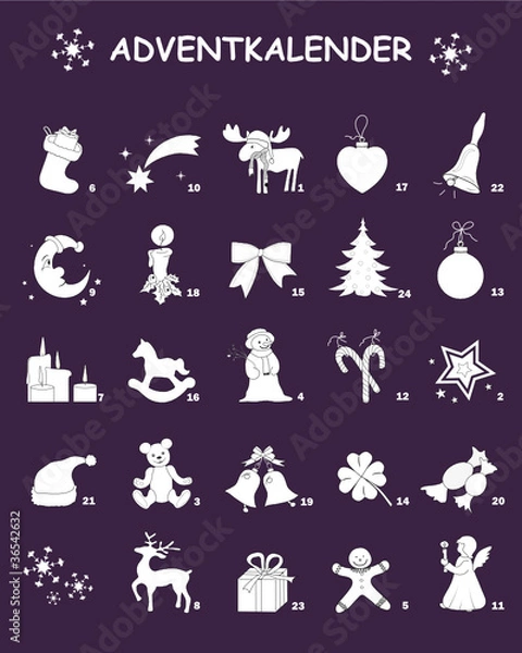 Fototapeta Adventkalender mit Zahlen