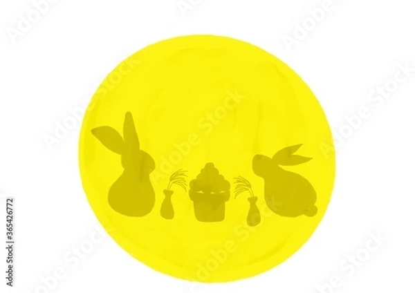 Obraz 月見　うさぎ　イラスト 