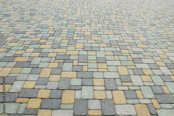 Obraz Multicolored paving slabs. Detailed image. Many colored tiles.