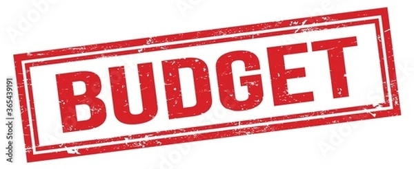 Obraz BUDGET red grungy rectangle stamp.