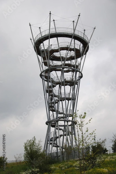 Fototapeta Kempen tower in Spoorpark (Railway Park),  a beautiful new park created in 2019  in Tilburg, North Brabant, The Netherlands