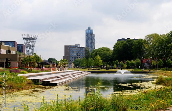 Fototapeta Spoorpark (Railway Park), a beautiful new park created in 2019  in Tilburg, North Brabant, The Netherlands