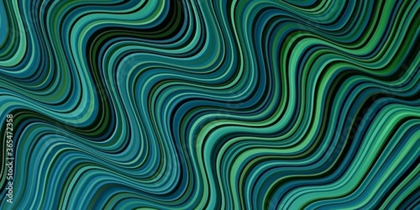 Fototapeta Light Blue, Green vector pattern with wry lines. Bright illustration with gradient circular arcs. Pattern for commercials, ads.