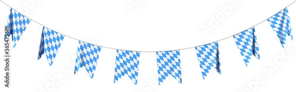 Obraz Garland of bavarian party flags with checkered pattern isolated