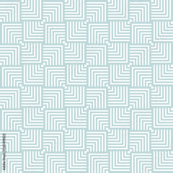 Fototapeta Abstract geometric vector seamless pattern. White lines on Blue pastel background. Crossing squares. Seamless overlap pattern. Vector illustration. Simple design for fabric, wallpaper, textile