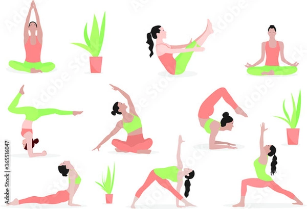 Obraz yoga poses set