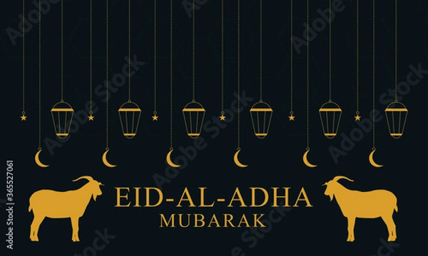 Fototapeta Eid al adha mubarak bakrid festival with goat vector template design.