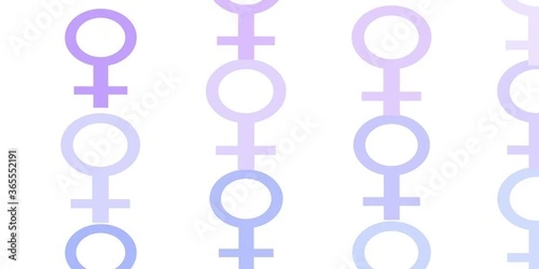 Fototapeta Light Purple vector pattern with feminism elements.