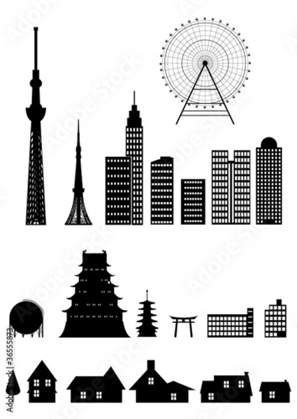 Obraz 建築物シルエット