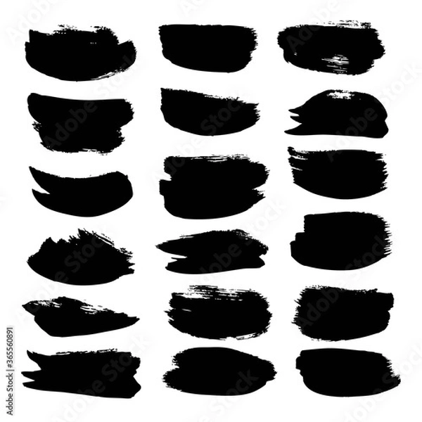 Fototapeta Big set of abstract black short strokes isolated on white backckground