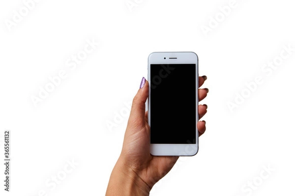 Fototapeta Modern smartphone with blank screen lying flat on coffee table beside some brownies, coffee cup and a notebook