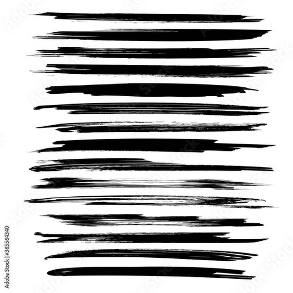 Fototapeta Black very long strokes set isolated on white backckground