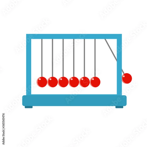Obraz Newtons Cradle On White Background. Flat vector illustration.