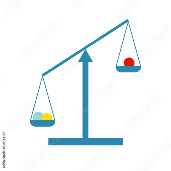 Obraz Vector illustration of a blue scale which can be used like a symbol of decission between two choices, things. Flat in eps10.